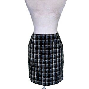 Women’s Preppy‎ Plaid Tweed Pencil Skirt Old Money Office Winter Fashion Size 8